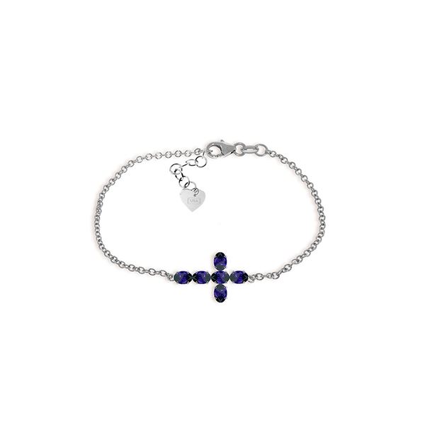 Genuine 1.70 ctw Sapphire Bracelet 14KT White Gold - REF-66T2A