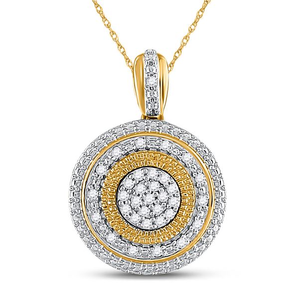 Round Diamond Circle Pendant 1/10 Cttw 10KT Yellow Gold