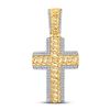 Image 1 : Round Diamond Curb Link Cross Charm Pendant 1/2 Cttw 10KT Yellow Gold