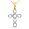 Image 1 : Round Diamond Circle Cross Pendant 1/5 Cttw 10KT Yellow Gold