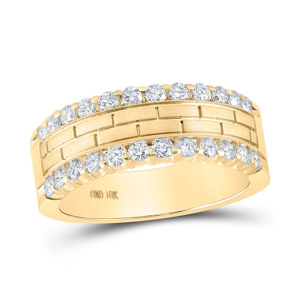 Round Diamond Wedding Brick Band Ring 1 Cttw 10KT Yellow Gold