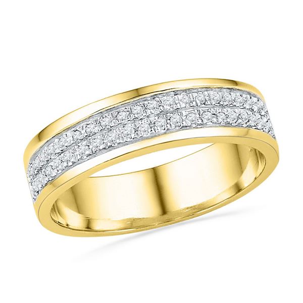 Round Diamond 2-row Band Ring 1/5 Cttw 10KT Yellow Gold
