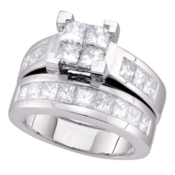 Bridal Wedding Ring Band Set 3 Cttw 14KT White Gold