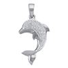 Image 1 : Round Diamond Dolphin Fish Animal Pendant 1/10 Cttw 14KT White Gold