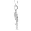 Image 2 : Round Diamond Dolphin Fish Animal Pendant 1/10 Cttw 14KT White Gold
