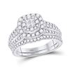 Bridal Wedding Ring Band Set 1 Cttw 14KT White Gold