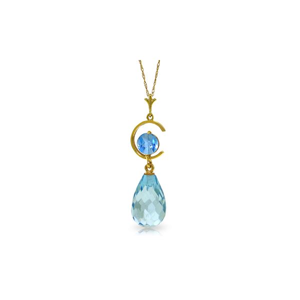 Genuine 5.5 ctw Blue Topaz Necklace 14KT Yellow Gold - REF-25N6R