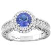 1.29 CTW Tanzanite & Diamond Ring 14K White Gold - REF-92W5F