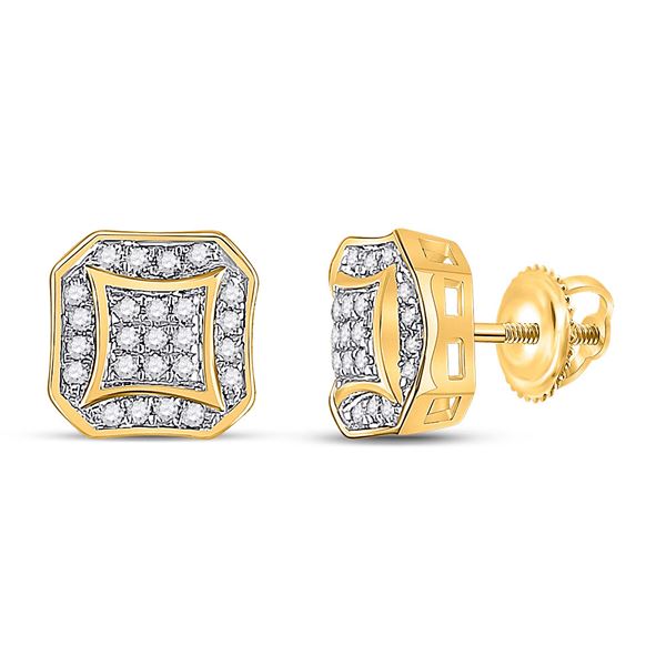 Round Diamond Square Cluster Earrings 1/6 Cttw 10KT Yellow Gold