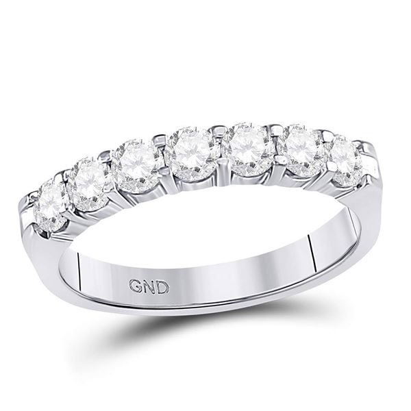 Round Diamond Single Row Comfort Wedding Band 3/4 Cttw 14KT White Gold