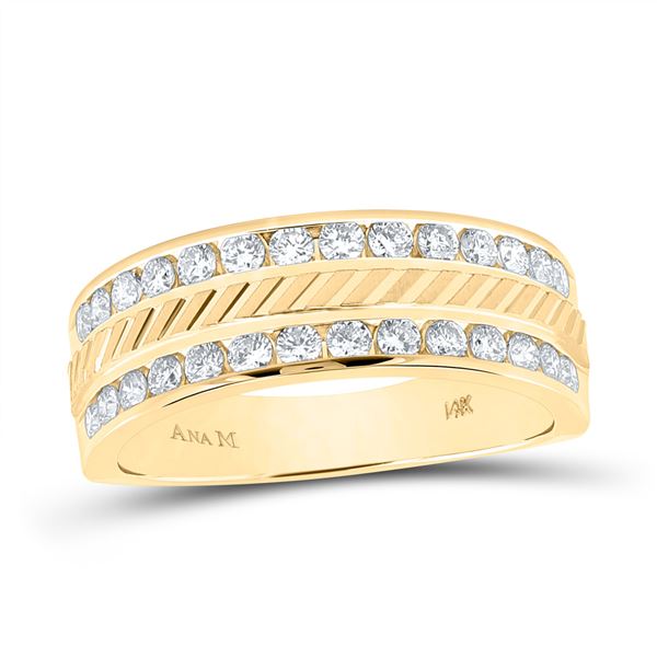 Round Diamond Machine-Set Wedding Band Ring 1 Cttw 14KT Yellow Gold