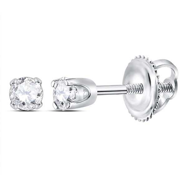 Round Diamond Solitaire Earrings 1/20 Cttw 14KT White Gold