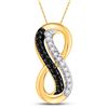 Image 1 : Round Black Color Enhanced Diamond Infinity Pendant 1/10 Cttw 10KT Yellow Gold