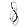 Image 1 : Round Blue Color Enhanced Diamond Fashion Pendant 1/10 Cttw 10KT White Gold