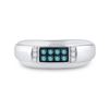 Image 2 : Round Blue Color Enhanced Diamond Band Ring 1/3 Cttw 10KT White Gold