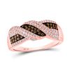 Image 1 : Round Brown Diamond Crossover Band Ring 3/8 Cttw 10KT Rose Gold