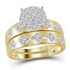 Image 2 : Diamond Cluster Matching Wedding Set 3/4 Cttw 10KT Yellow Gold