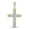 Image 1 : Round Diamond Roman Cross Charm Pendant 3/4 Cttw 10KT Yellow Gold