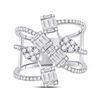 Image 2 : Baguette Diamond Cluster Strand Fashion Ring 1-1/8 Cttw 14KT White Gold