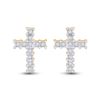 Image 2 : Round Diamond Cross Earrings 1/10 Cttw 14KT Yellow Gold