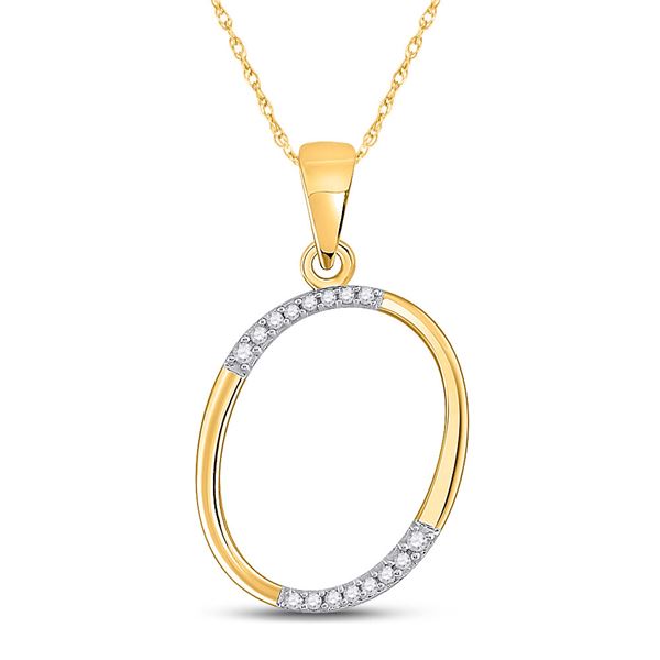 Round Diamond O Initial Letter Pendant 1/12 Cttw 10KT Yellow Gold