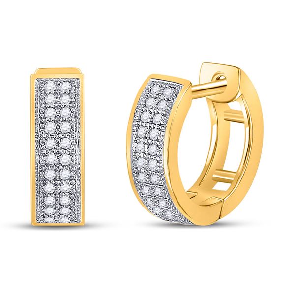 Round Diamond Huggie Earrings 1/6 Cttw 10KT Yellow Gold