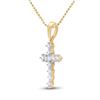 Image 2 : Round Diamond Cross Pendant 1/10 Cttw 14KT Yellow Gold