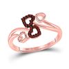 Image 1 : Round Red Color Enhanced Diamond Heart Ring 1/20 Cttw 10KT Rose Gold