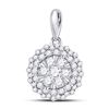 Image 1 : Round Diamond Flower Cluster Pendant 1/2 Cttw 14KT White Gold