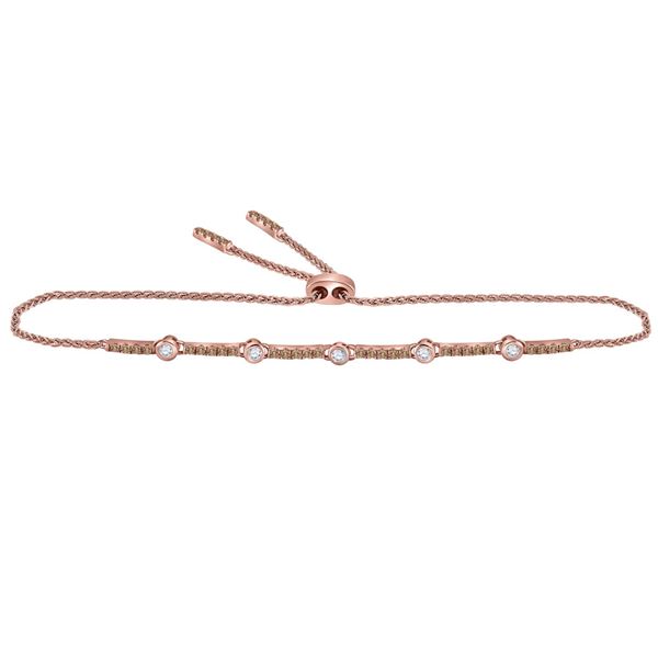 Round Brown Diamond Bolo Bracelet 1/2 Cttw 14KT Rose Gold