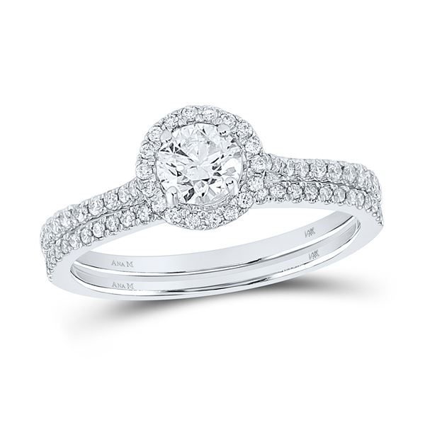 Diamond Slender Bridal Wedding Ring Band Set 7/8 Cttw 14KT White Gold