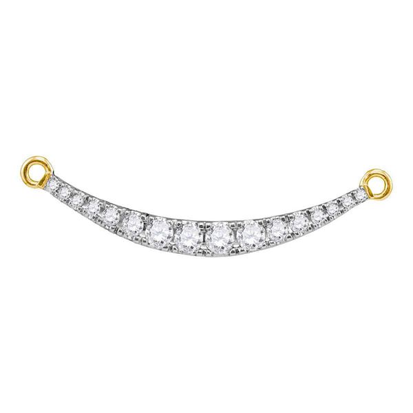 Round Diamond Curved Bar Pendant Necklace 1/2 Cttw 10KT Yellow Gold