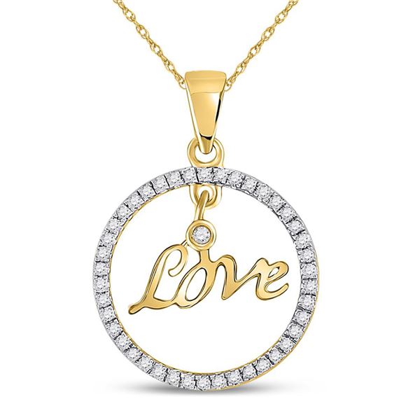 Round Diamond Heart Circle Pendant 1/4 Cttw 10KT Yellow Gold