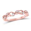 Image 1 : Round Diamond Vine Stackable Band Ring 1/6 Cttw 10KT Rose Gold
