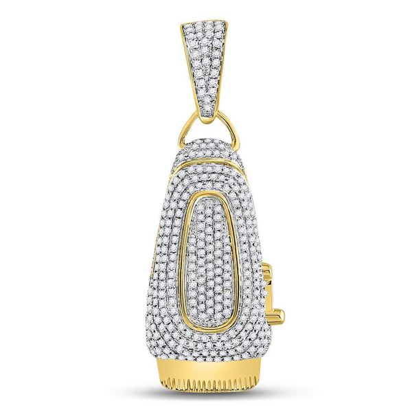 Round Diamond Barber Clipper Trimmer Charm Pendant 1 Cttw 10KT Yellow Gold