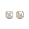 Image 2 : Round Diamond Square Earrings 1/4 Cttw 10KT Yellow Gold