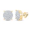 Image 1 : Round Diamond Cluster Earrings 1-1/2 Cttw 10KT Yellow Gold