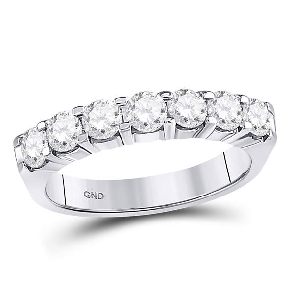 Round Diamond Single Row Comfort Wedding Band 1 Cttw 14KT White Gold