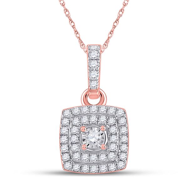 Round Diamond Square Pendant 1/4 Cttw 10KT Rose Gold