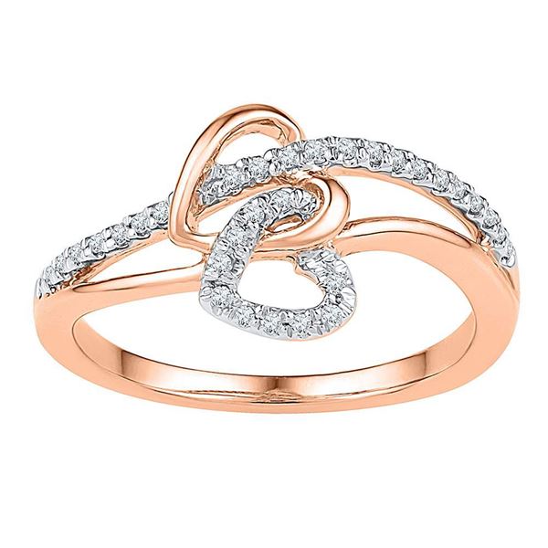 Round Diamond Double Joined Heart Ring 1/5 Cttw 10KT Rose Gold