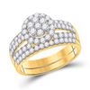 Image 2 : Diamond Cluster Matching Wedding Set 2-1/3 Cttw 14KT Yellow Gold