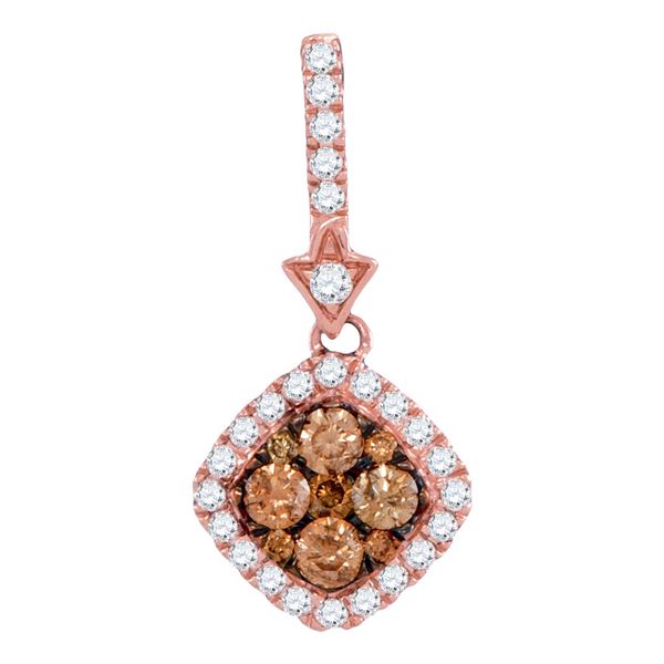 Round Diamond Offset Square Pendant 1/2 Cttw 14KT Rose Gold