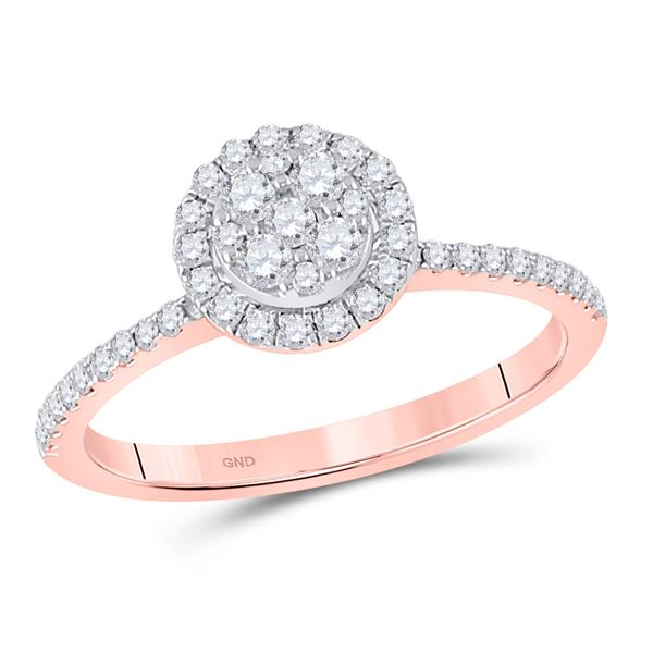 Round Diamond Circle Cluster Ring 1/2 Cttw 14KT Rose Gold