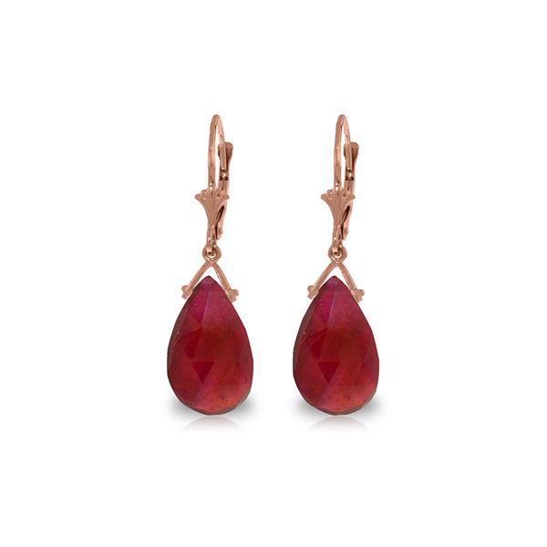 Genuine 16 ctw Ruby Earrings 14KT Rose Gold - REF-85R2P