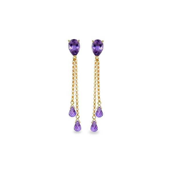 Genuine 7.5 ctw Amethyst Earrings 14KT Yellow Gold - REF-39R3P