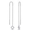Image 1 : Round Diamond Threader Square Dangle Earrings 1/10 Cttw 10KT White Gold