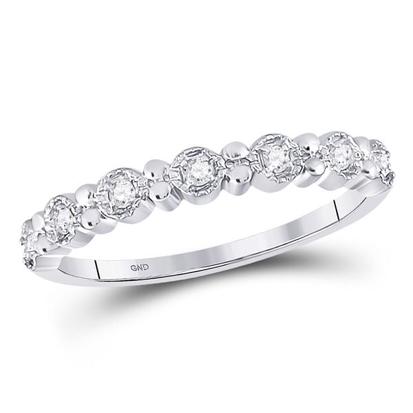 Round Diamond Stackable Band Ring 1/10 Cttw 10KT White Gold