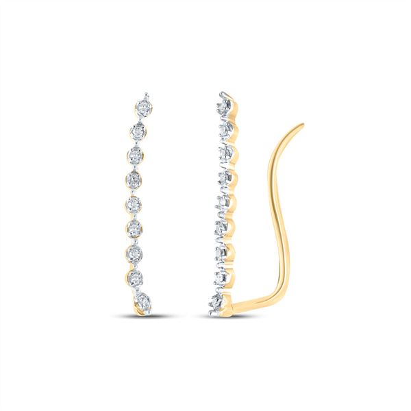 Round Diamond Climber Earrings 1/20 Cttw 10KT Yellow Gold