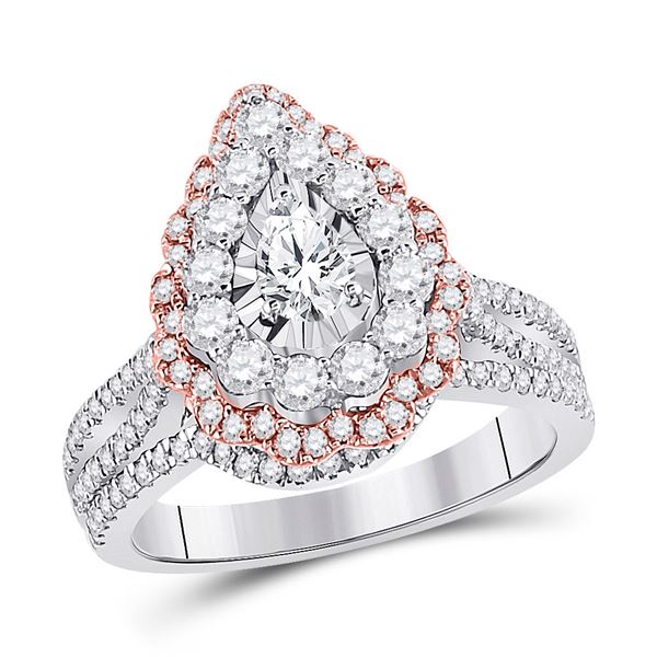 Solitaire Bridal Wedding Engagement Ring 1-1/3 Cttw 14KT Two-tone Gold