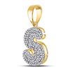 Image 2 : Round Diamond Letter S Bubble Initial Charm Pendant 1/2 Cttw 10KT Yellow Gold